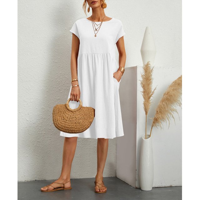Persephone | White Linen Midi Maxi Dress For Summer Occasions — White