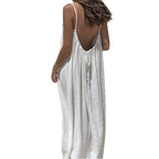 Adeline | Low Back Linen Blend Open Backless Shirt Dress