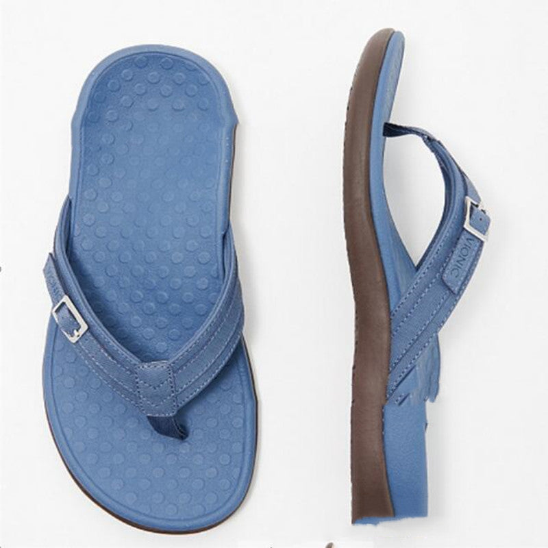 Ninon | Comfortable Low Heel Wide Fit Flat Heeled Sandals — Royal blue