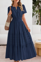 Lavinia | Flowy Chiffon Tiered Maxi Midi Party Dresses — Navy Blue
