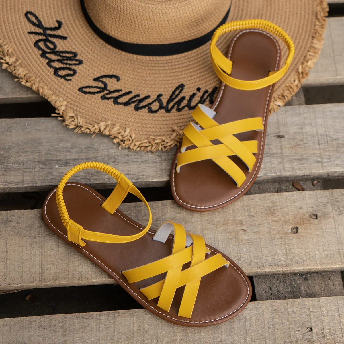 Tatiana | Low Heel Sandals For Women In Timeless Colours — Yellow