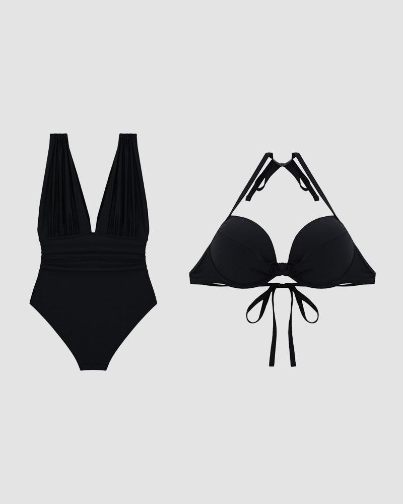 Seraphina | Halter Neck Deep V Tummy Control Jumpsuit Swimsuit