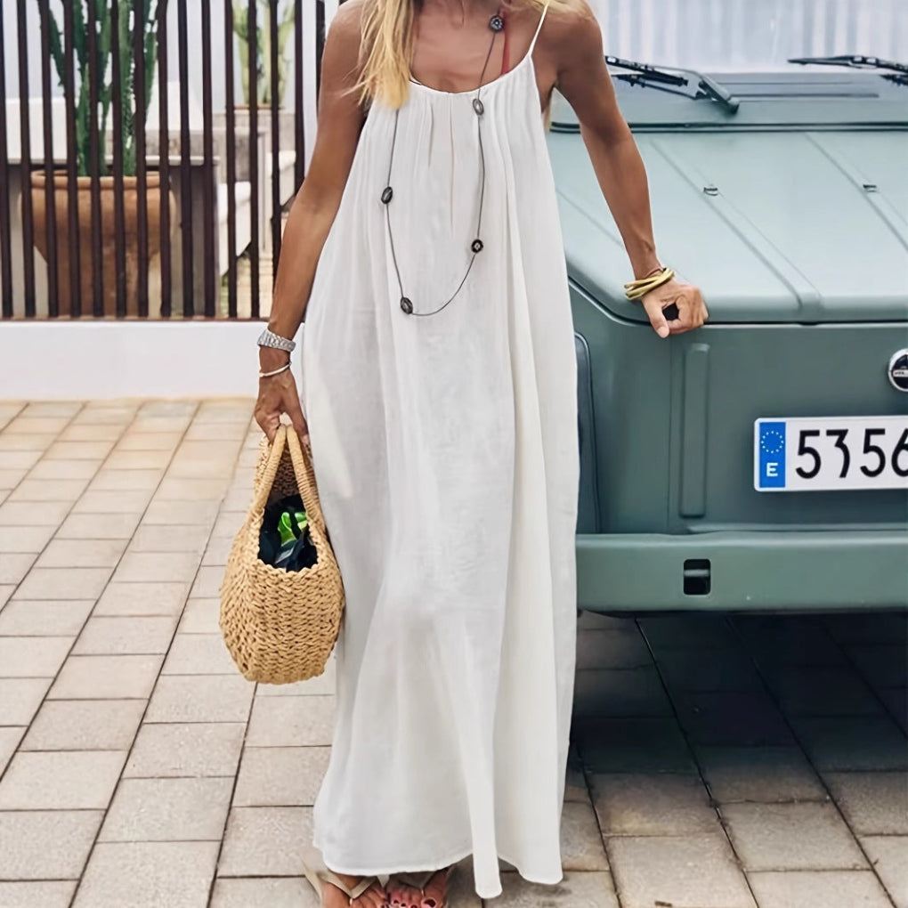 Adeline | Low Back Linen Blend Open Backless Shirt Dress