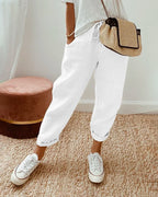 Albane | White Pink Cream Wide Leg Linen Pants Women Summer — White