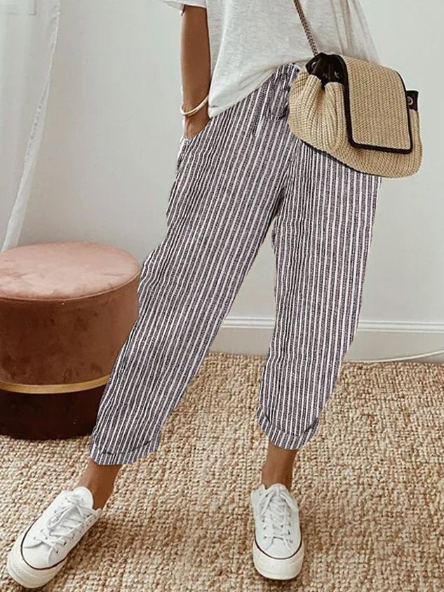 Albane | White Pink Cream Wide Leg Linen Pants Women Summer