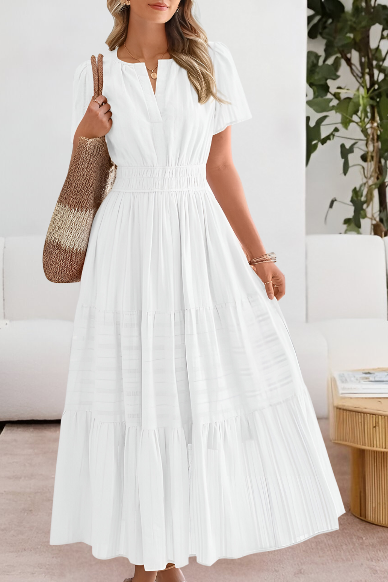 Lavinia | Flowy Chiffon Tiered Maxi Midi Party Dresses — White