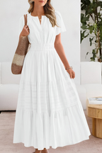 Lavinia | Flowy Chiffon Tiered Maxi Midi Party Dresses — White