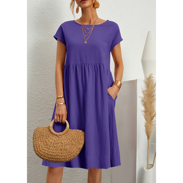 Persephone | White Linen Midi Maxi Dress For Summer Occasions — Purple