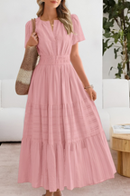 Lavinia | Flowy Chiffon Tiered Maxi Midi Party Dresses — Pink