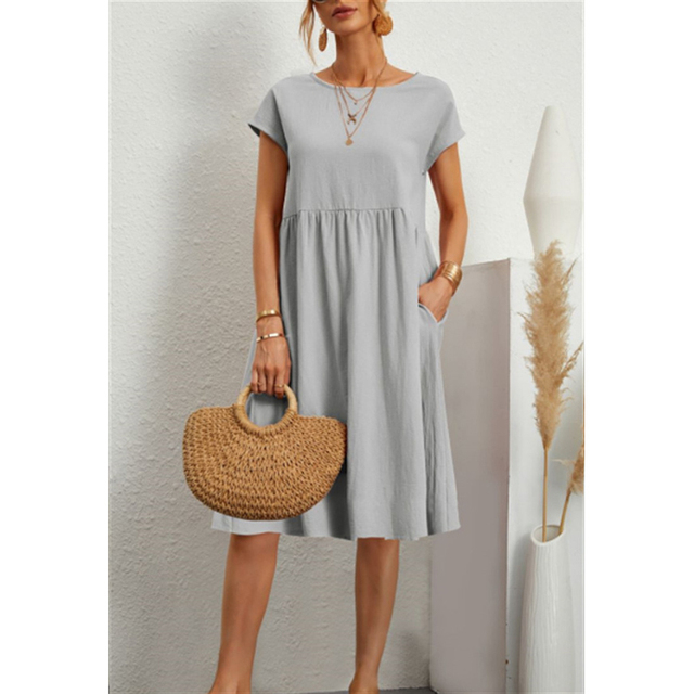 Persephone | White Linen Midi Maxi Dress For Summer Occasions — Gray