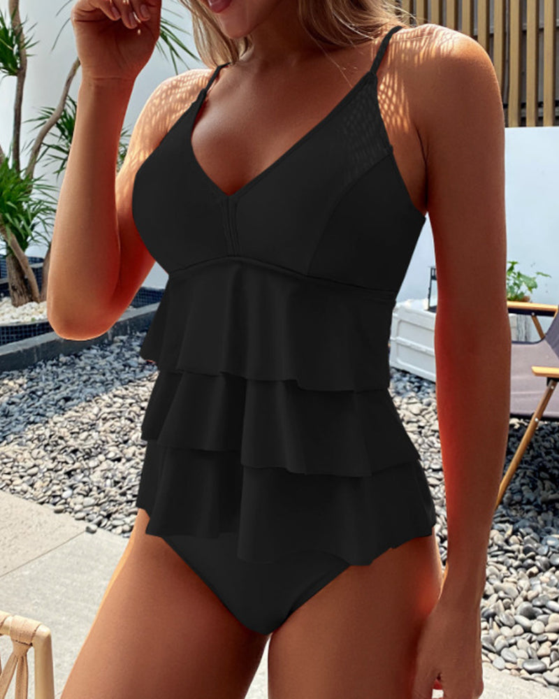 Esmee | Sexy White Black Ruffle Playsuit Dress Overalls — Black