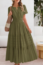 Lavinia | Flowy Chiffon Tiered Maxi Midi Party Dresses — Green