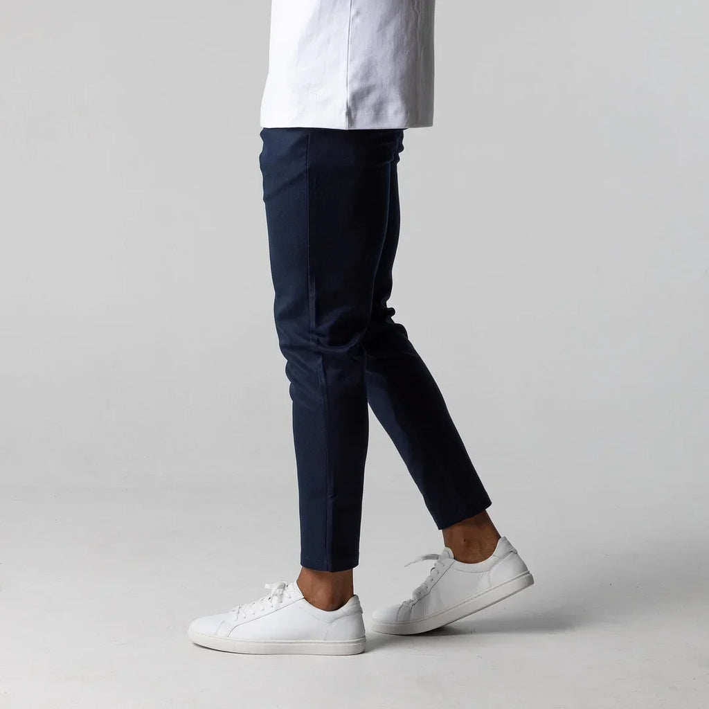 Matthias | Men Slim Stretch Chino Trousers Casual Smart Pants — Navy