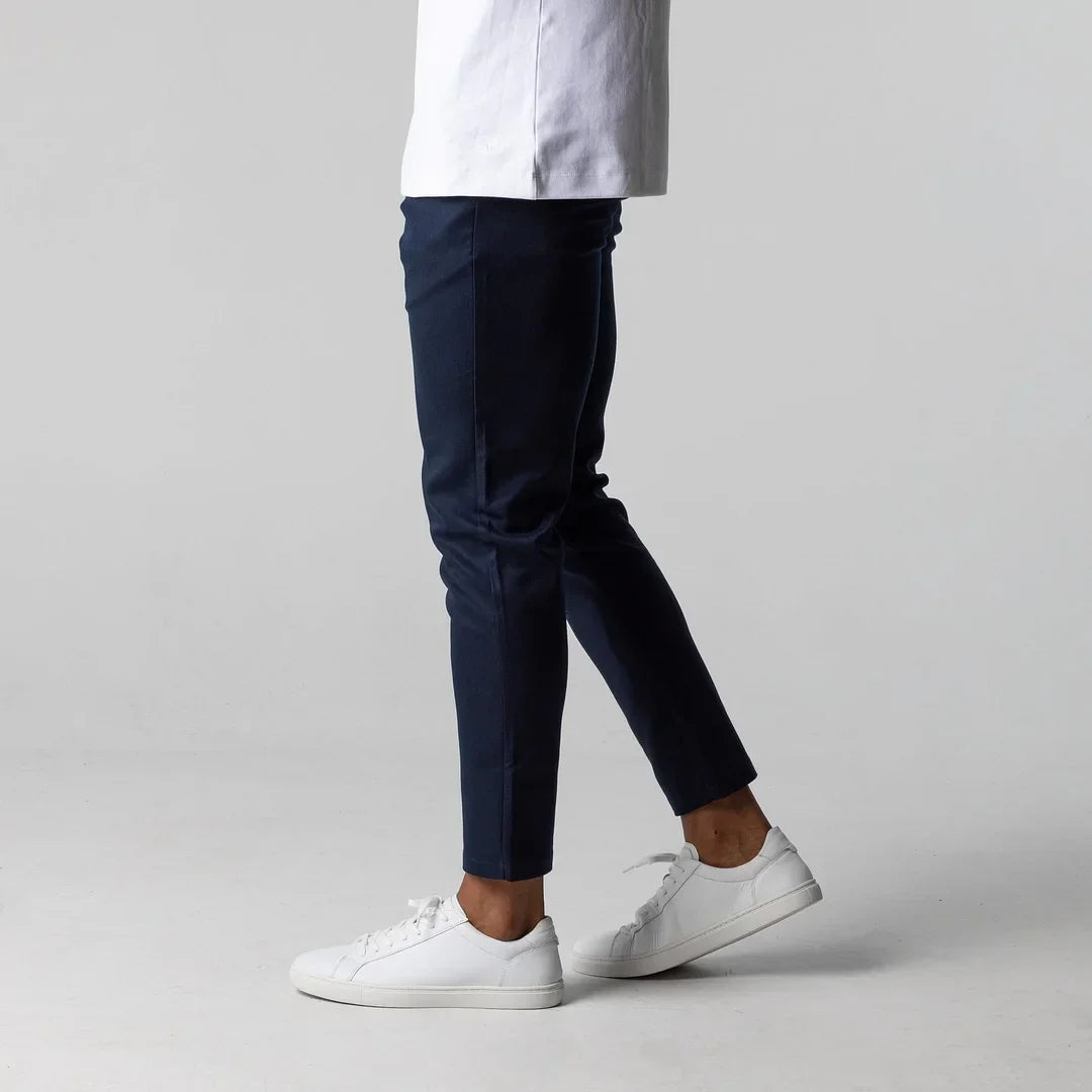 Matthias | Men Slim Stretch Chino Trousers Casual Smart Pants — Navy