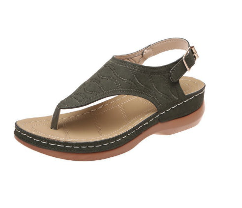 Ingrid | Women Two-Tone Leather Low Heel Roman Sandals