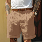 Viggo | White Linen Blend Chinos Pants Men Smart Casual Summer — Dark brown