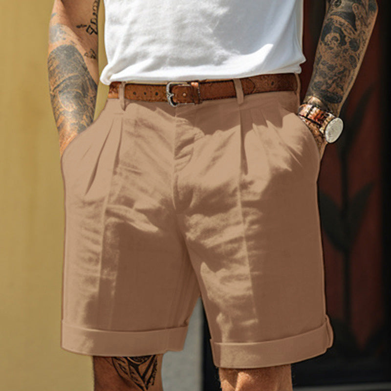 Viggo | White Linen Blend Chinos Pants Men Smart Casual Summer — Dark brown