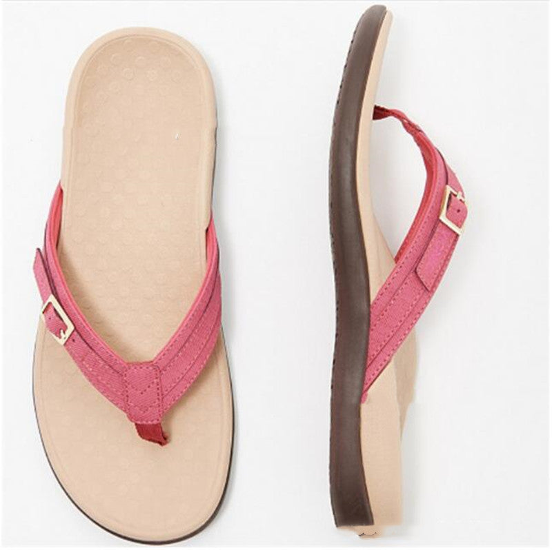 Ninon | Comfortable Low Heel Wide Fit Flat Heeled Sandals — Pink