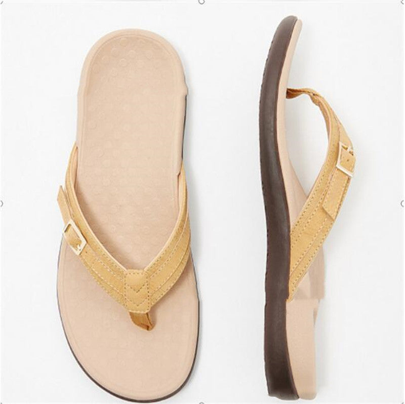 Ninon | Comfortable Low Heel Wide Fit Flat Heeled Sandals — Ginger