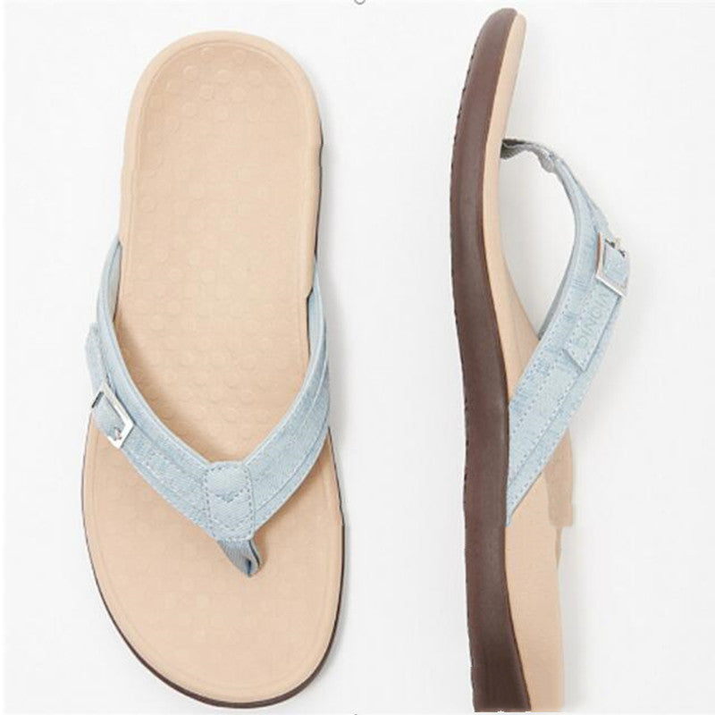 Ninon | Comfortable Low Heel Wide Fit Flat Heeled Sandals — Sky blue