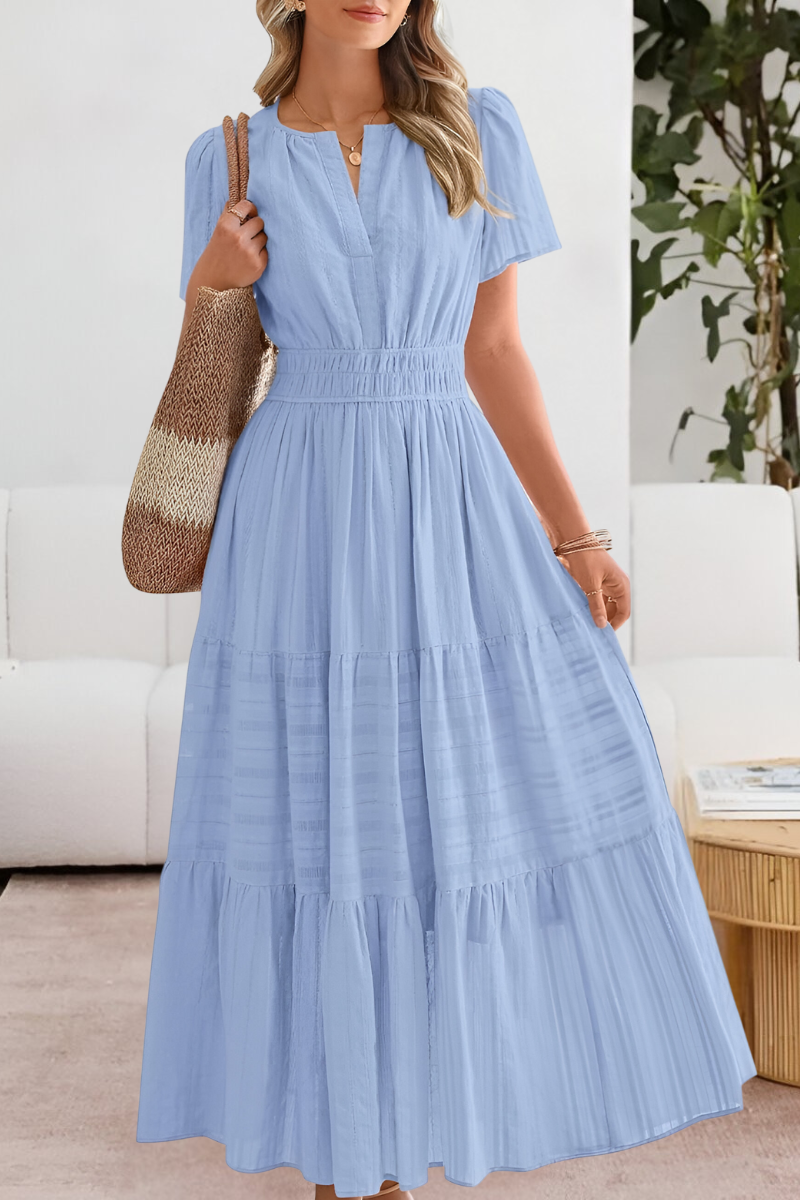 Lavinia | Flowy Chiffon Tiered Maxi Midi Party Dresses — Blue