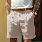 Viggo | White Linen Blend Chinos Pants Men Smart Casual Summer — Light Khaki