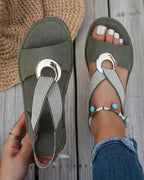 Marguerite | Low Heel Wedding Sandals White Silver Bridal — Green