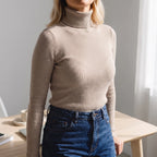 AuraKnit - Ribbed Knit Turtleneck Top
