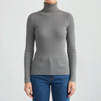 AuraKnit - Ribbed Knit Turtleneck Top