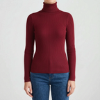 AuraKnit - Ribbed Knit Turtleneck Top