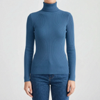 AuraKnit - Ribbed Knit Turtleneck Top