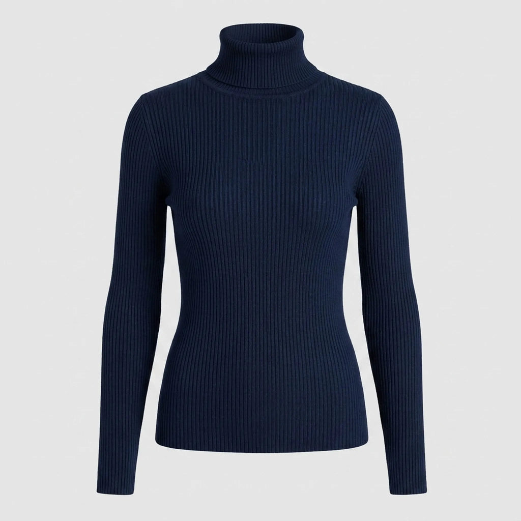 AuraKnit - Ribbed Knit Turtleneck Top