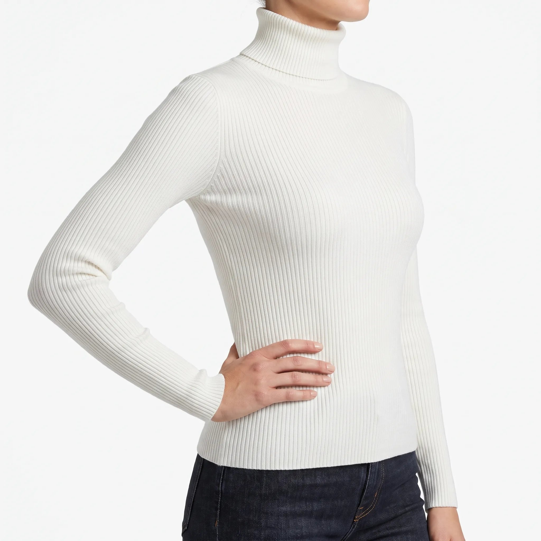 AuraKnit - Ribbed Knit Turtleneck Top