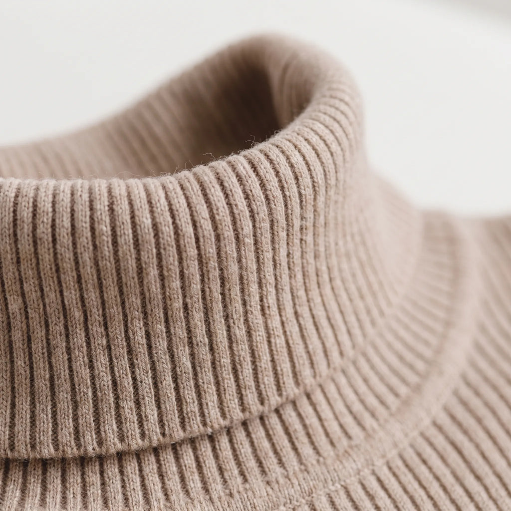 AuraKnit - Ribbed Knit Turtleneck Top