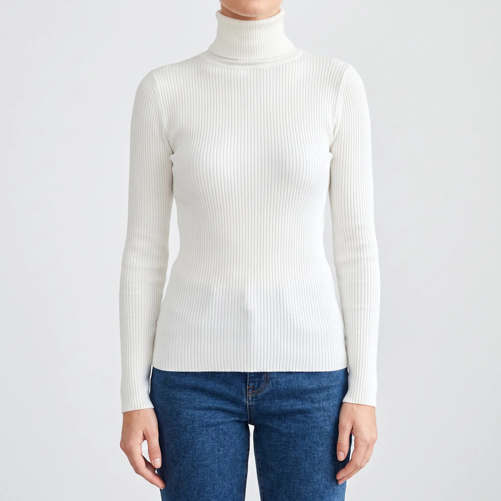 AuraKnit - Ribbed Knit Turtleneck Top