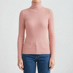 AuraKnit - Ribbed Knit Turtleneck Top