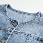 AzuraCrop - Collarless Lightweight Denim Style Jacket