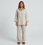 Noemie | White Linen Jumpsuit Romper Playsuit Dress Pants — Beige