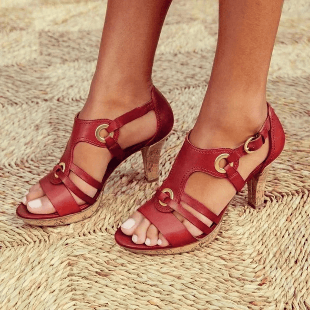Sabine | Comfortable Low Block Heel Wide Fit Black Brown Sandals