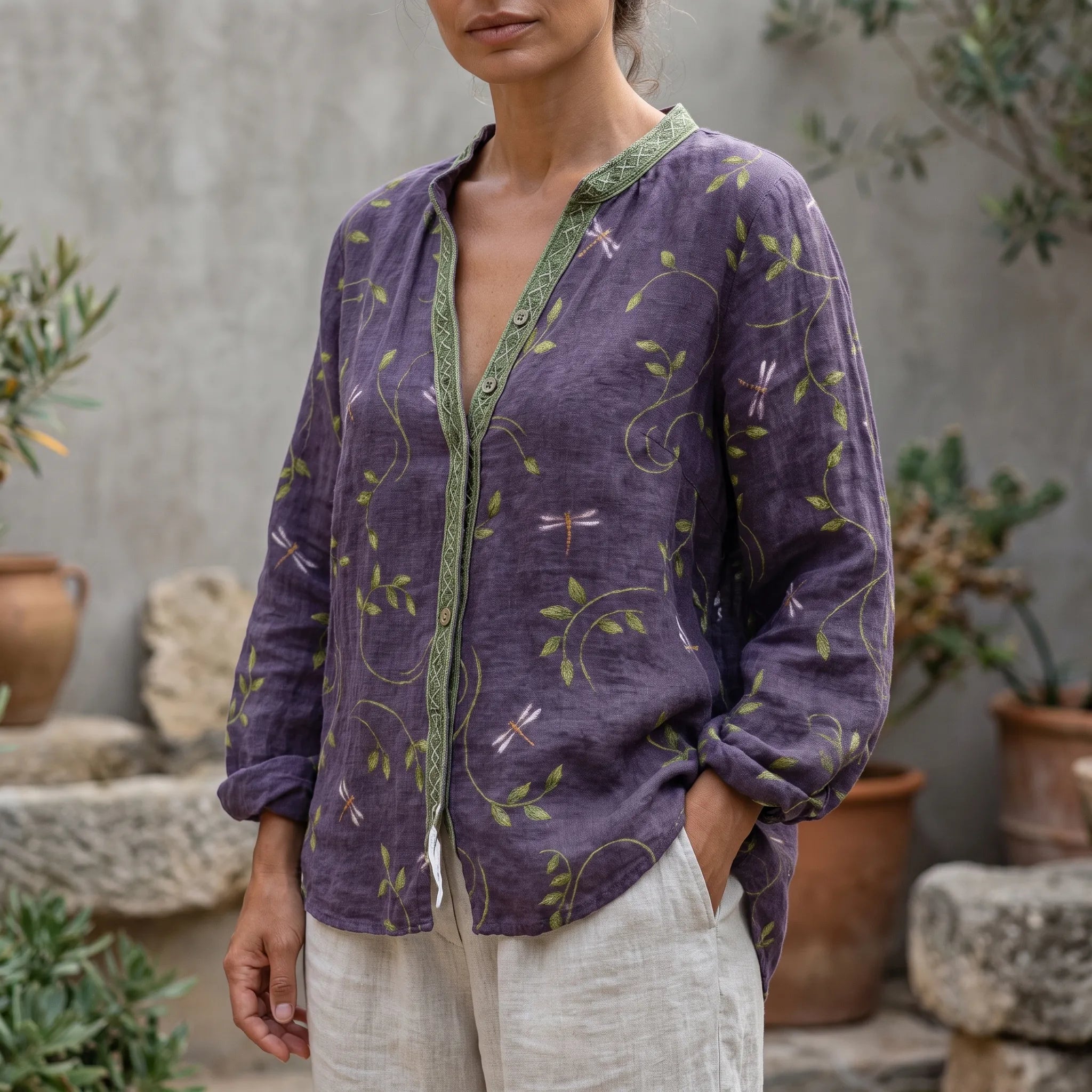 Botanica - Long Sleeve Botanical Print Blouse