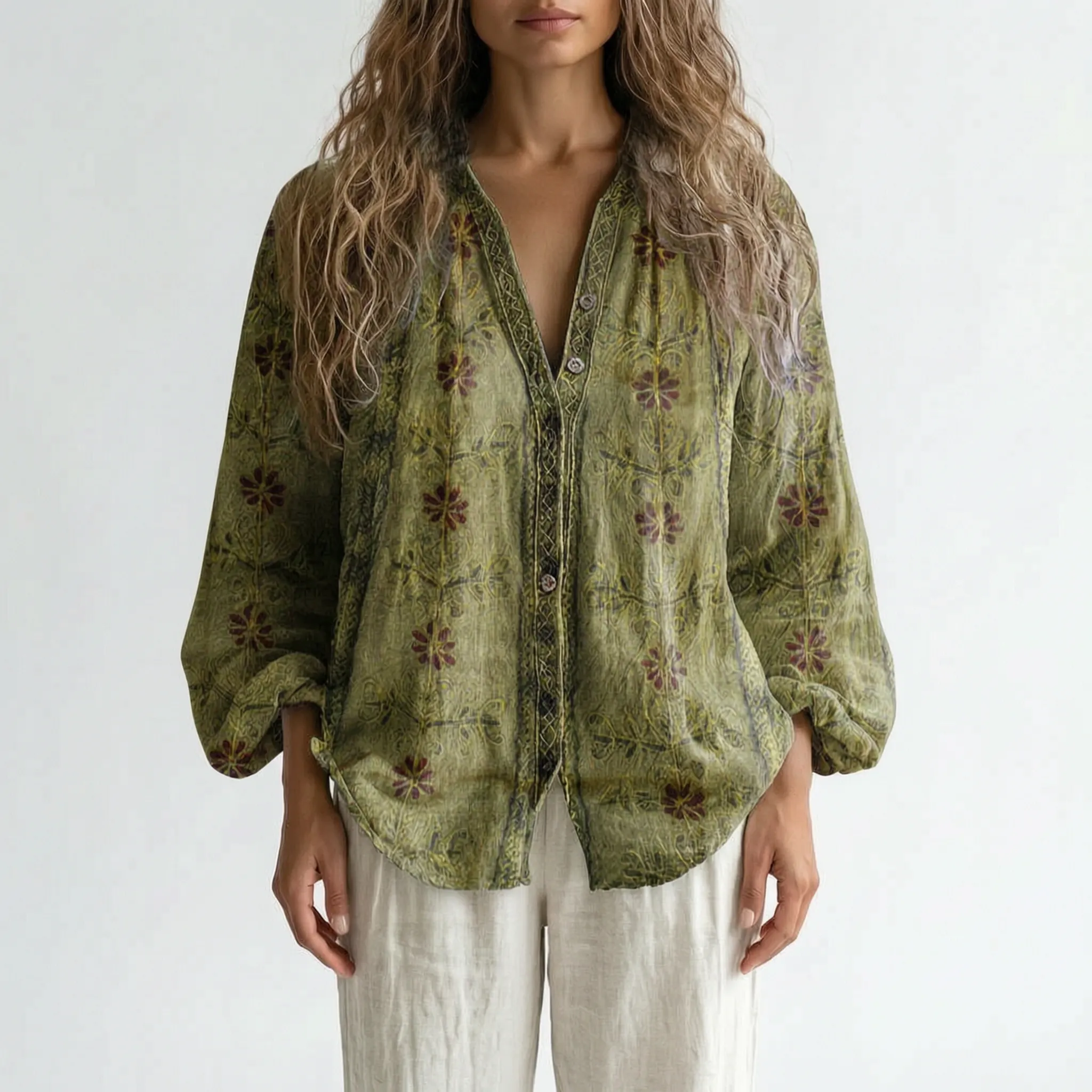 Botanica - Long Sleeve Botanical Print Blouse