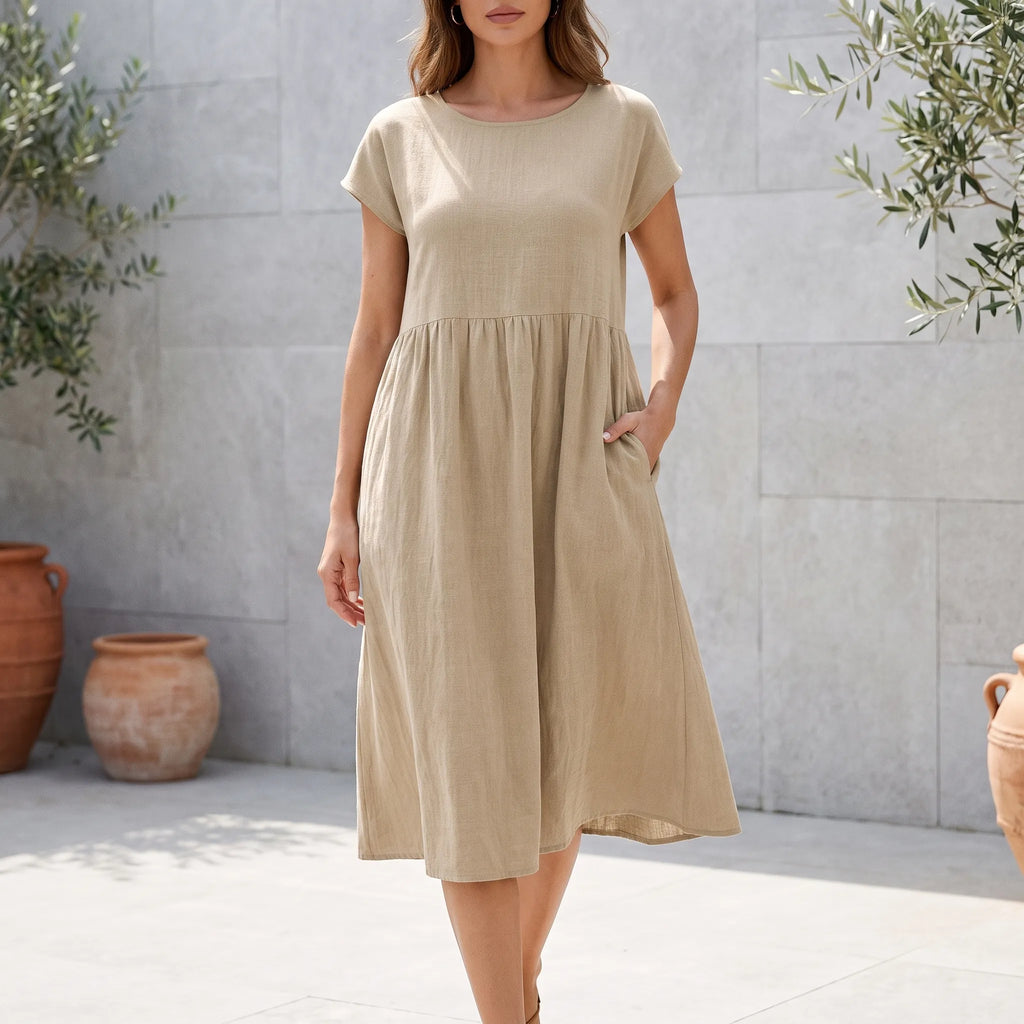 Breezeline - Relaxed Short Sleeve Midi Dress