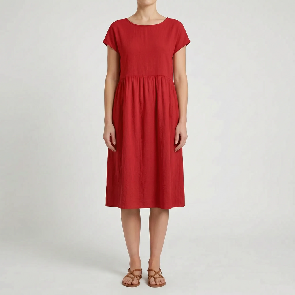 Breezeline - Relaxed Short Sleeve Midi Dress