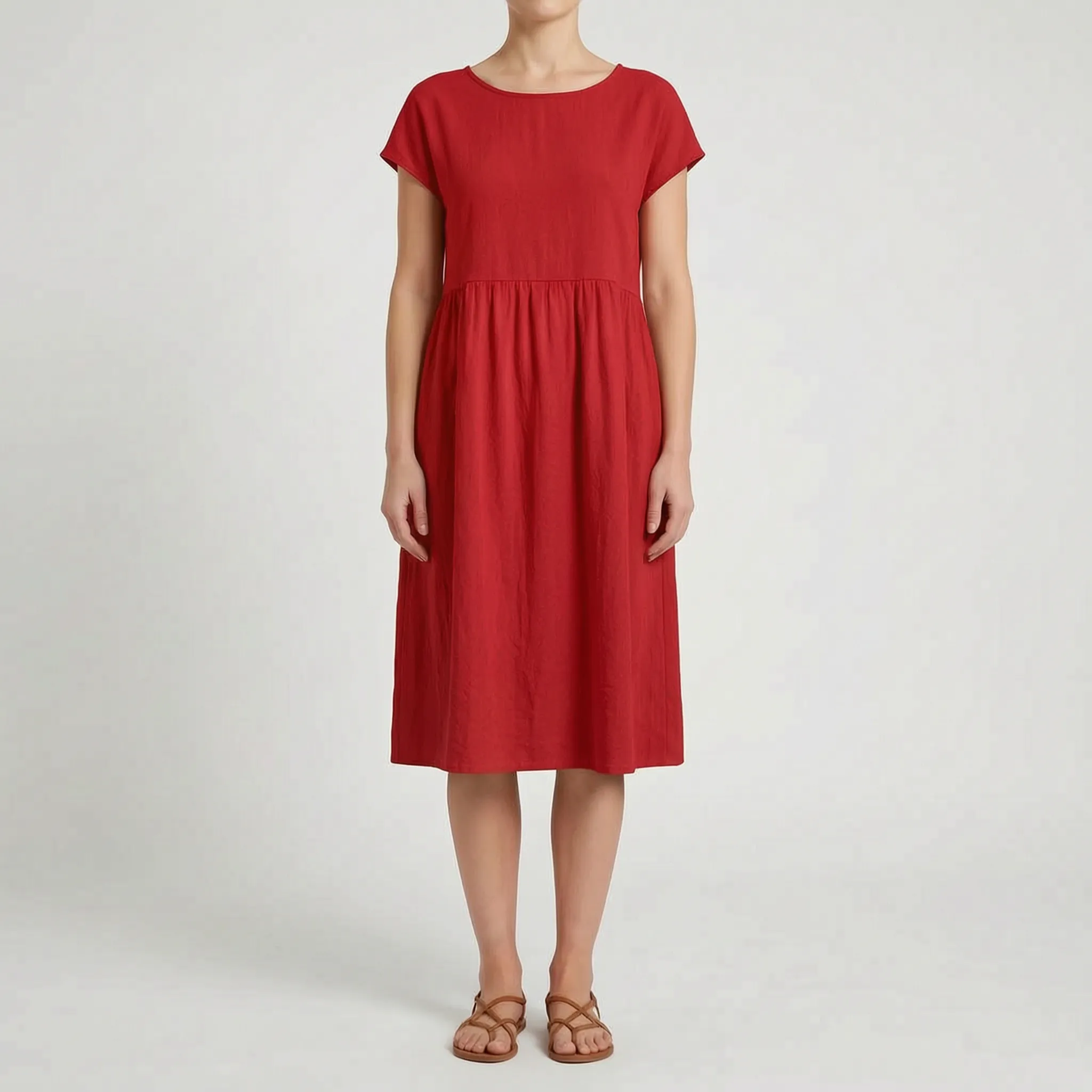 Breezeline - Relaxed Short Sleeve Midi Dress
