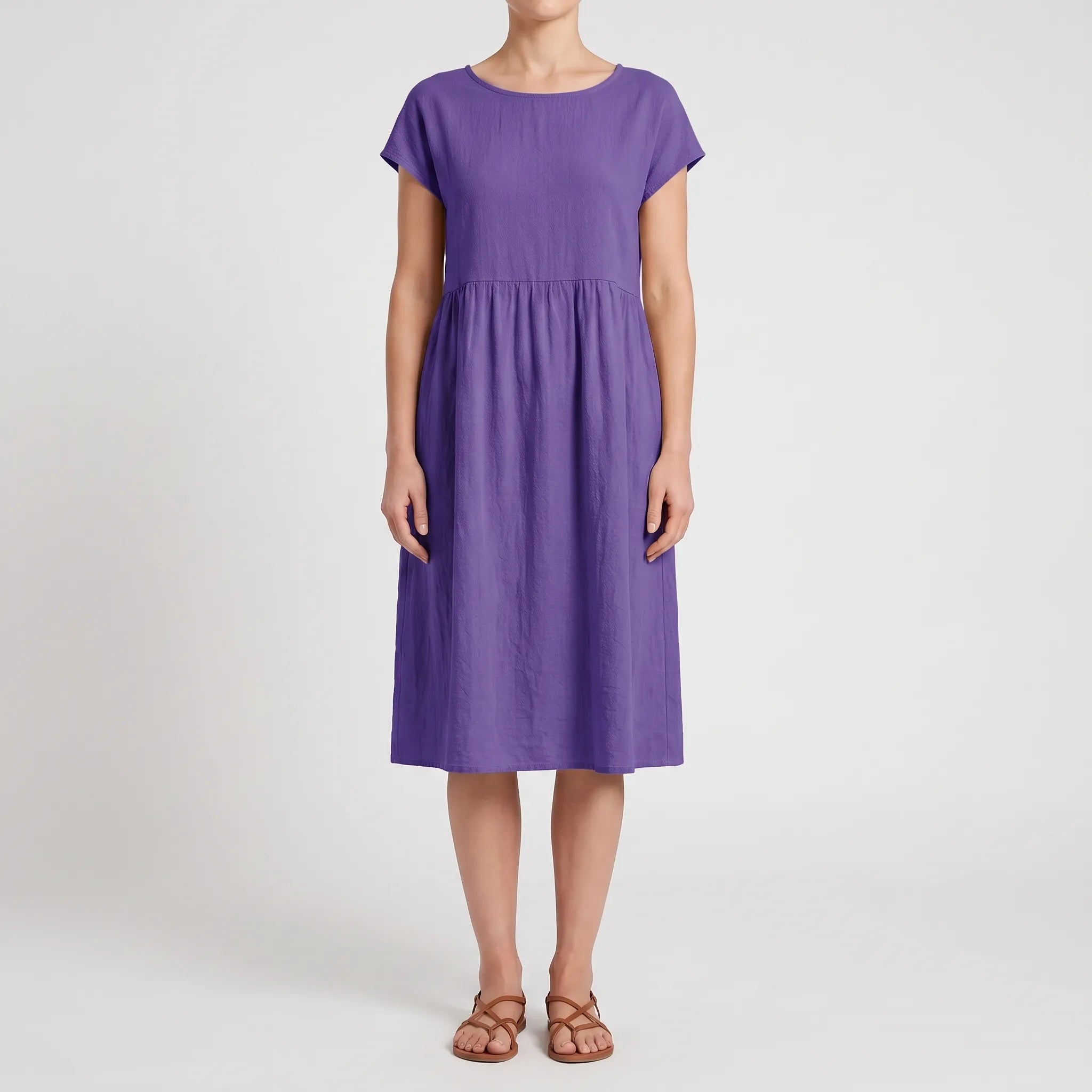 Breezeline - Relaxed Short Sleeve Midi Dress