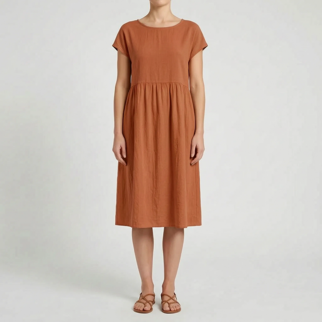 Breezeline - Relaxed Short Sleeve Midi Dress