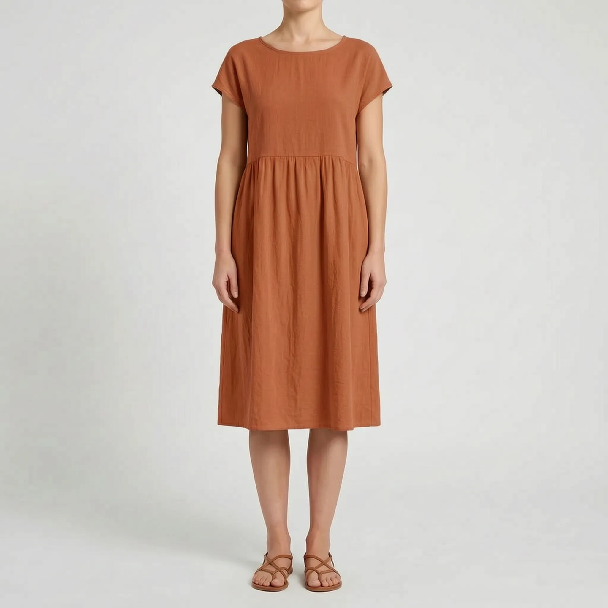 Breezeline - Relaxed Short Sleeve Midi Dress