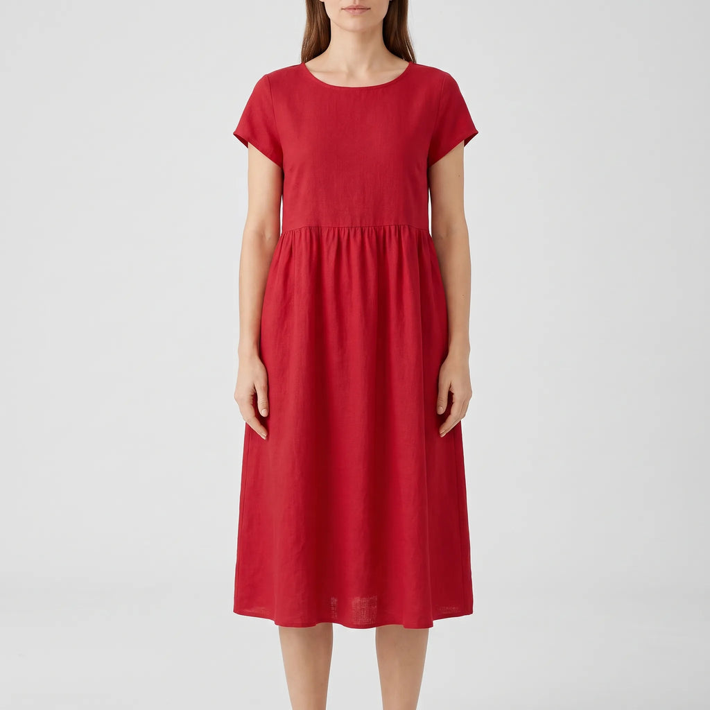 Breezeline - Relaxed Short Sleeve Midi Dress