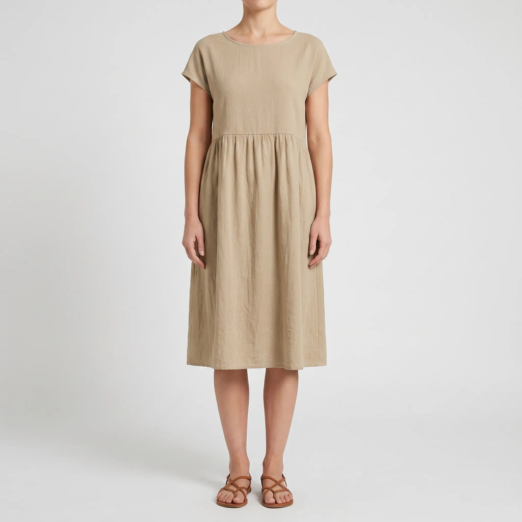Breezeline - Relaxed Short Sleeve Midi Dress