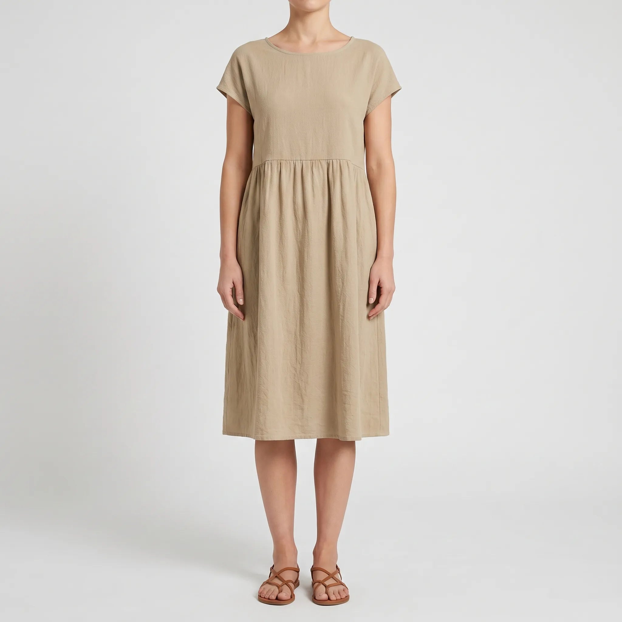 Breezeline - Relaxed Short Sleeve Midi Dress
